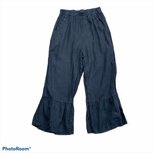 Match Point Cropped Linen Pants Black Size XL